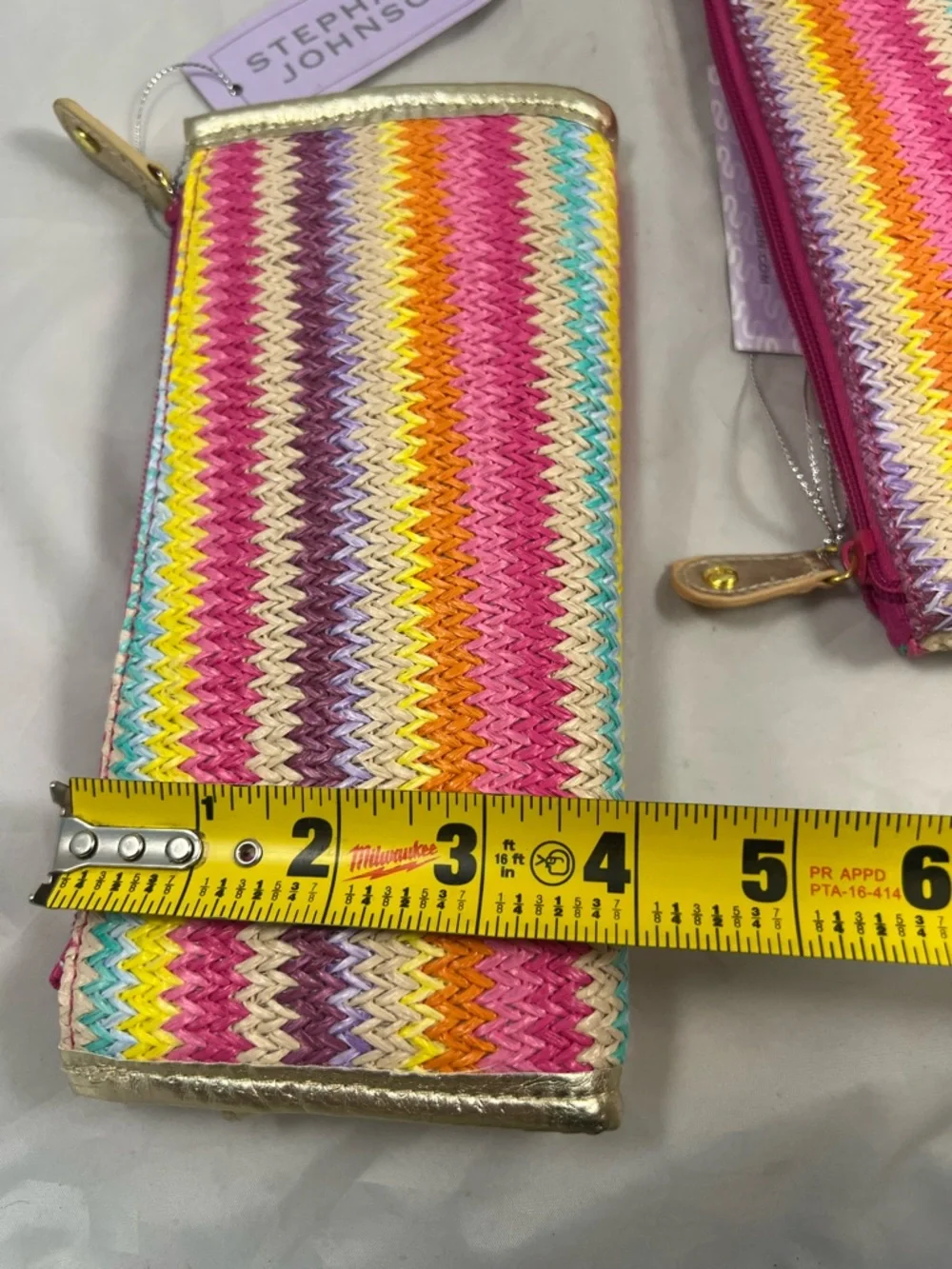 Stephanie Johnson Cosmetic Travel Bags Set Of 2 Rainbow Raffia Print NWT